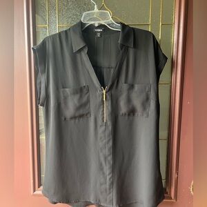 Express Women's Black Zip-Front Blouse
